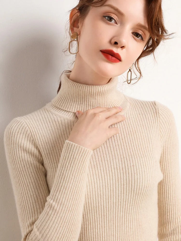Pull à col roulé en cachemire pour femmes