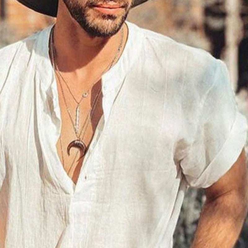 Chemises en coton et lin pour hommes