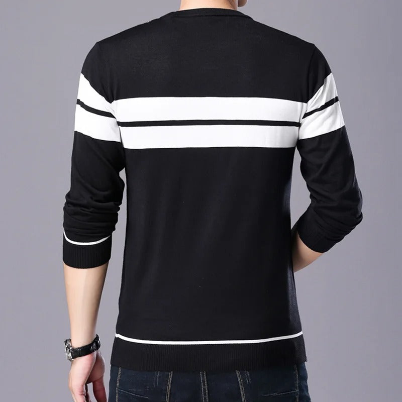 Pull-over patchwork à col rond pour hommes