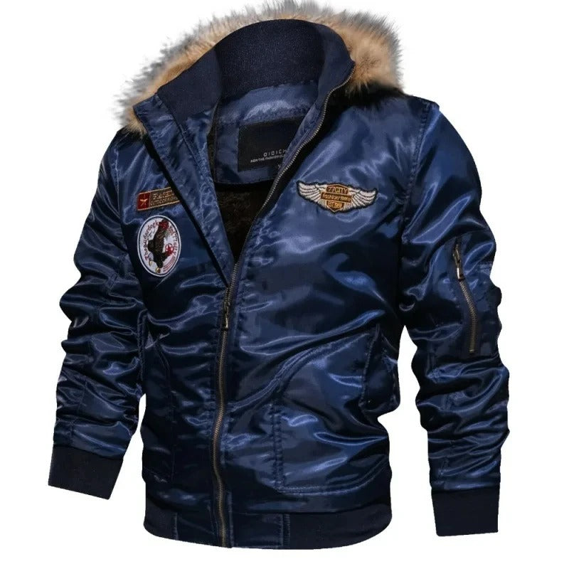 Blouson bombardier en peluche épaisse pour hommes