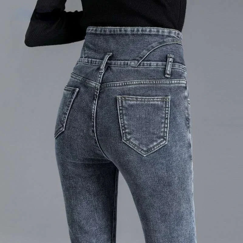 Jeans Skinny Thermique Taille Haute
