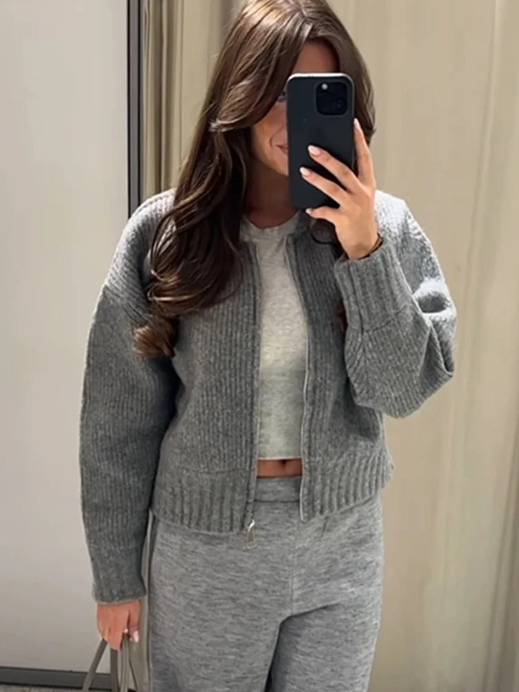Pull à manches longues zippé pour femmes