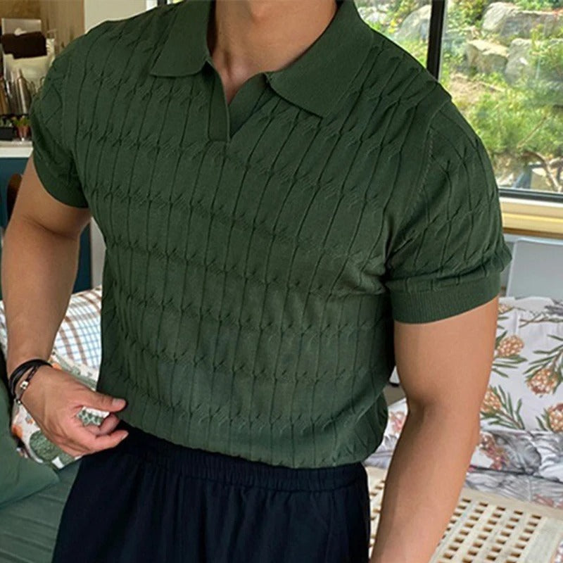 Polo en maille jacquard pour hommes