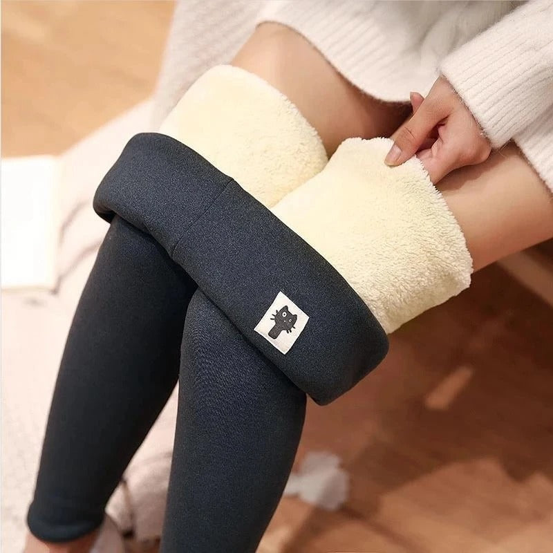 Leggings d'hiver pour femmes en laine polaire doublée de velours