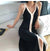 Robe en maille sans manches à col en V pour femmes