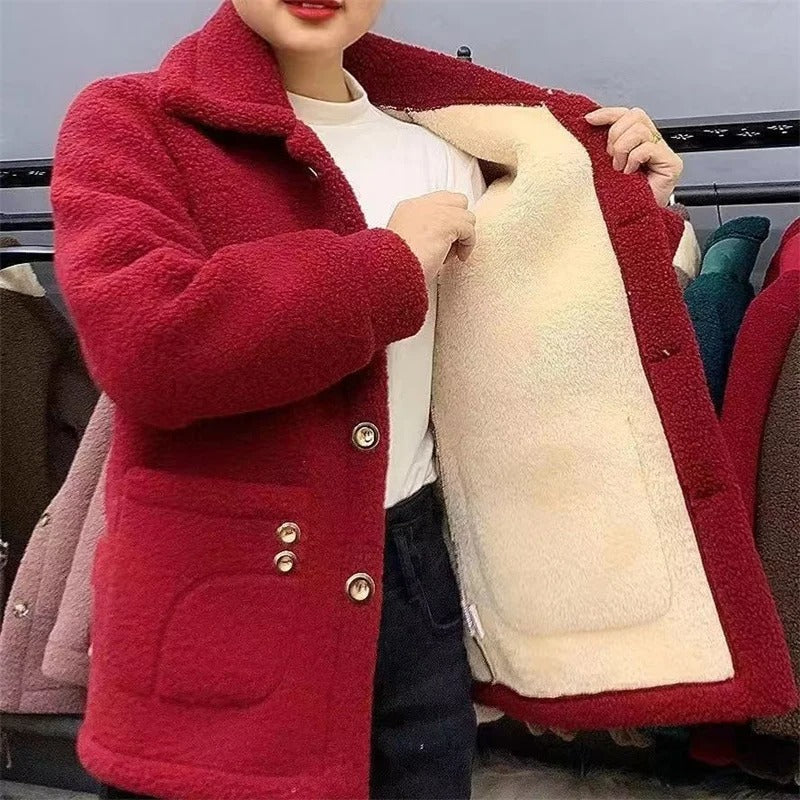 Manteau d'hiver en polaire épaisse pour femmes