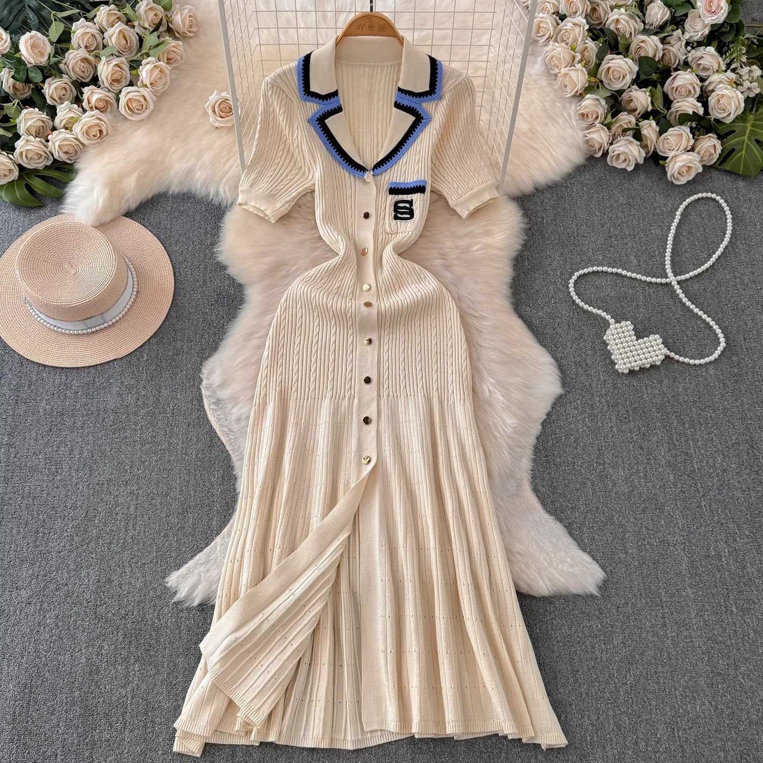 Robe chemise longue en tricot pour femmes