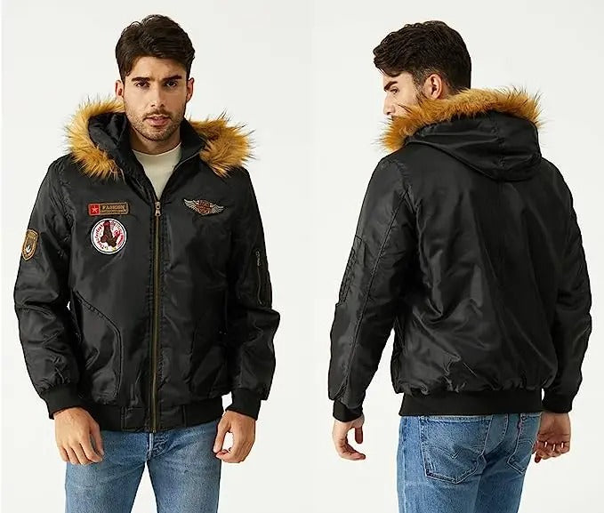 Blouson bombardier en peluche épaisse pour hommes