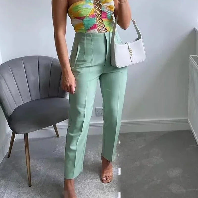Pantalon taille haute pour femmes