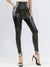 Pantalon en cuir doublé de polaire pour femmes