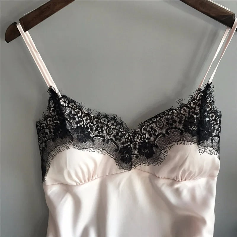 Ensemble de pyjamas en satin à col en V pour femmes