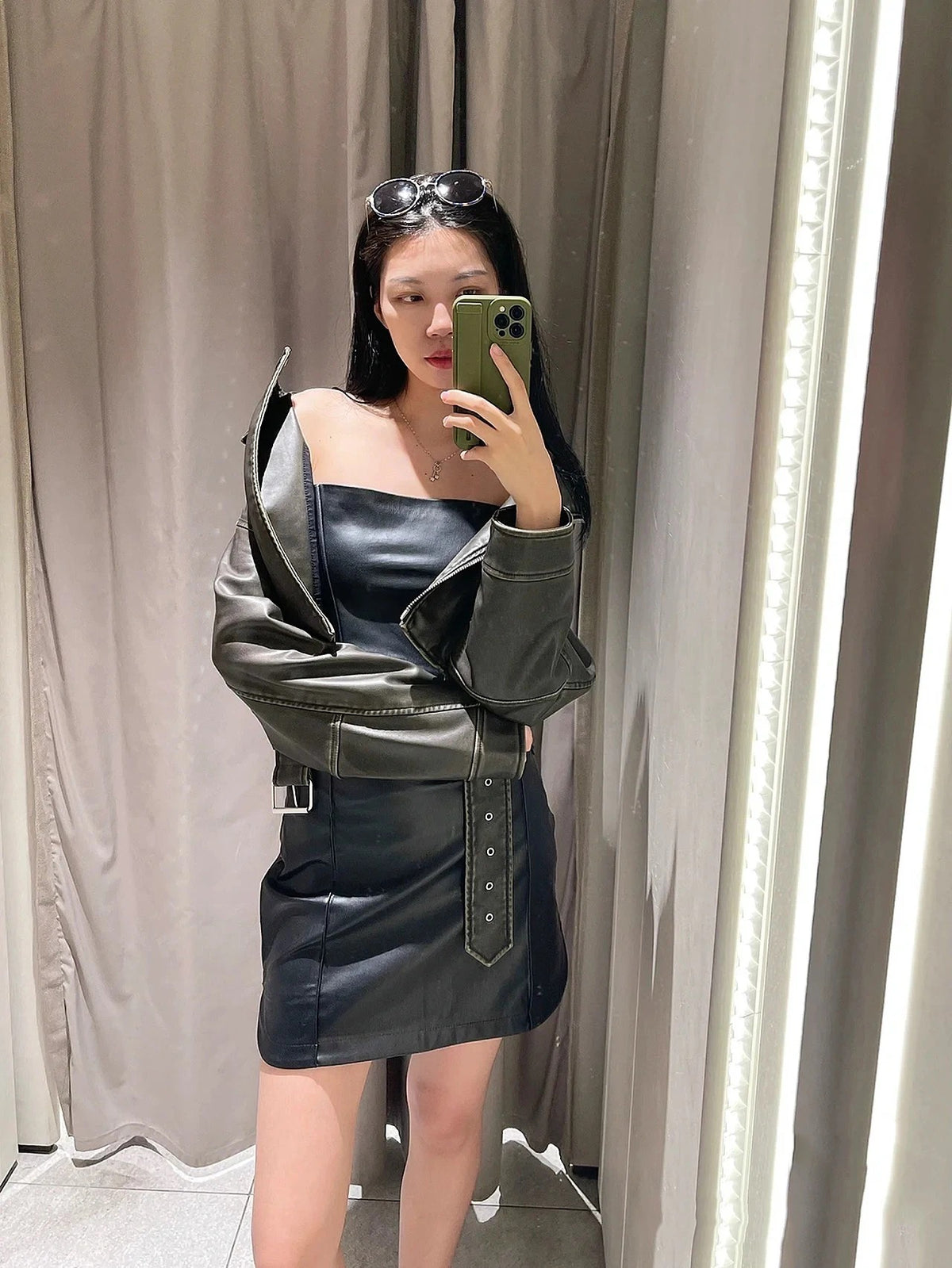 Veste en cuir vintage pour femme