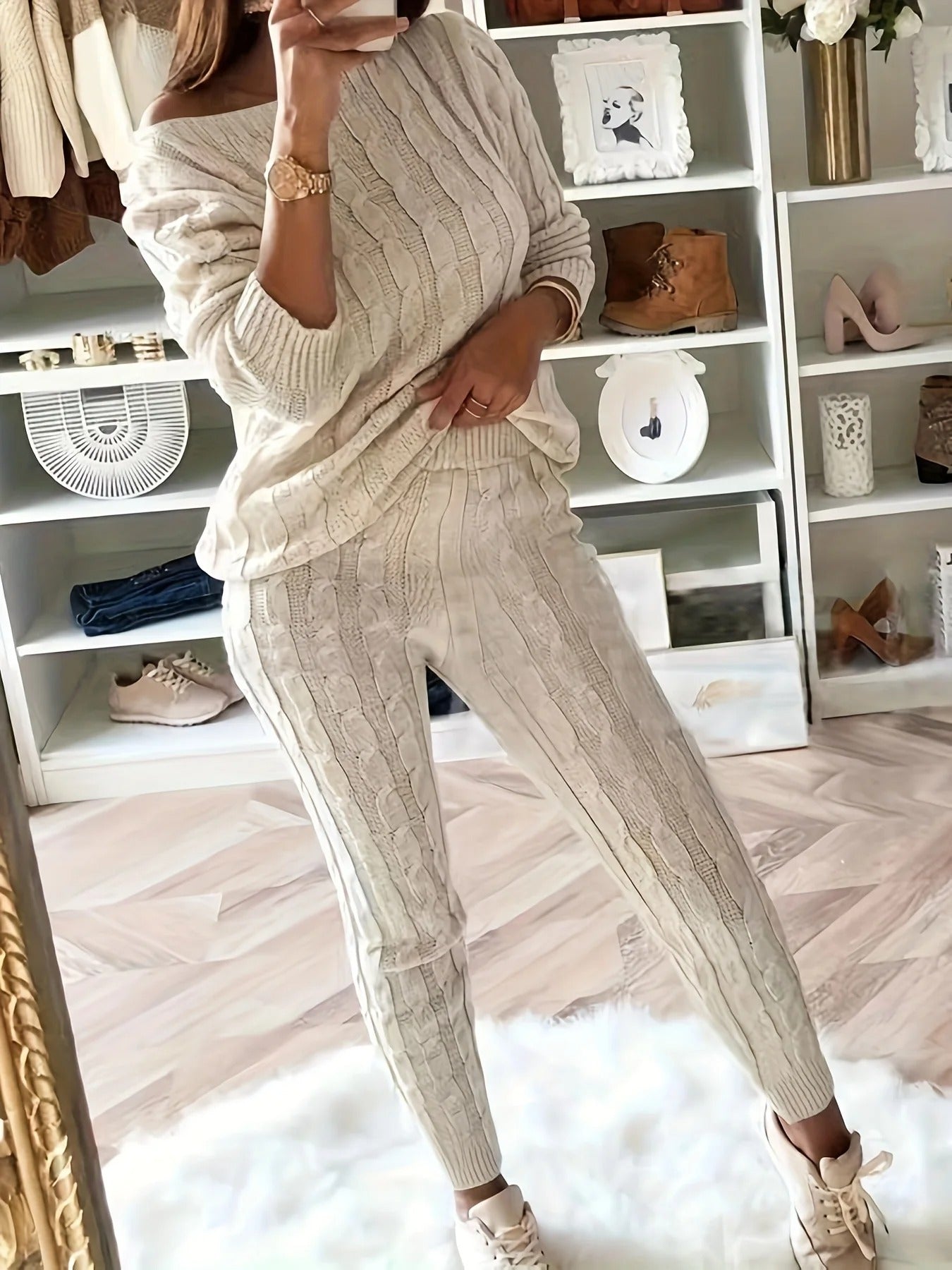 Ensemble pull et pantalon en tricot pour femmes