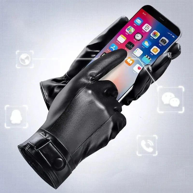Gants d'hiver en cuir pour hommes