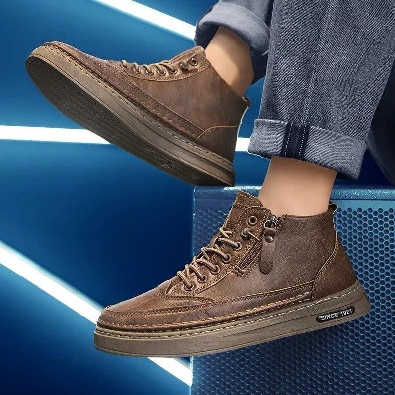 Bottes hautes en cuir pour hommes