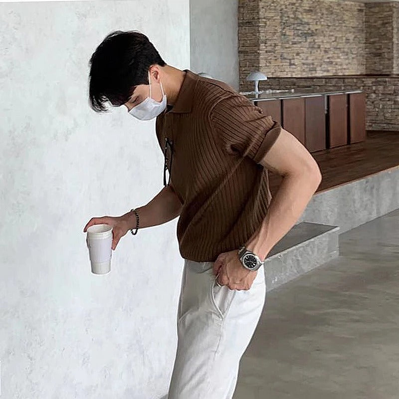 Polo rayé rétro pour hommes