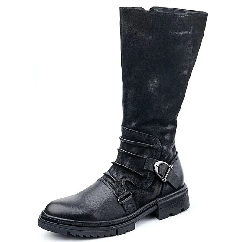 Bottes Hiver Homme Cuir Élégantes Hautes pour Hommes-2