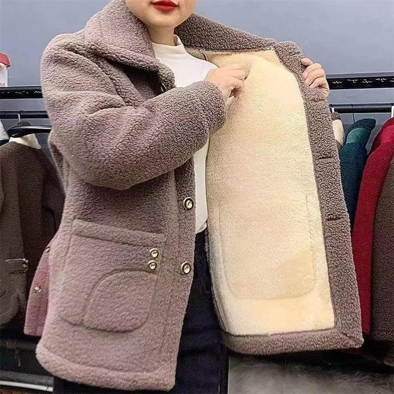 Manteau d'hiver en polaire épaisse pour femmes