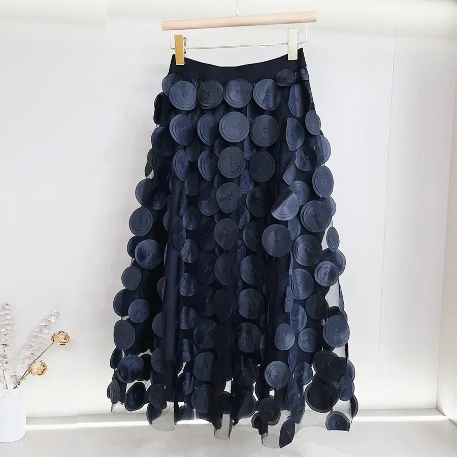 Jupe en maille de tulle à pois 3D pour femmes