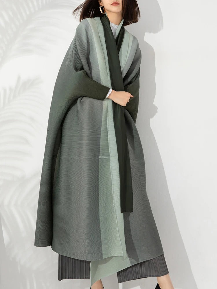 Trench-coat plissé dégradé pour femmes