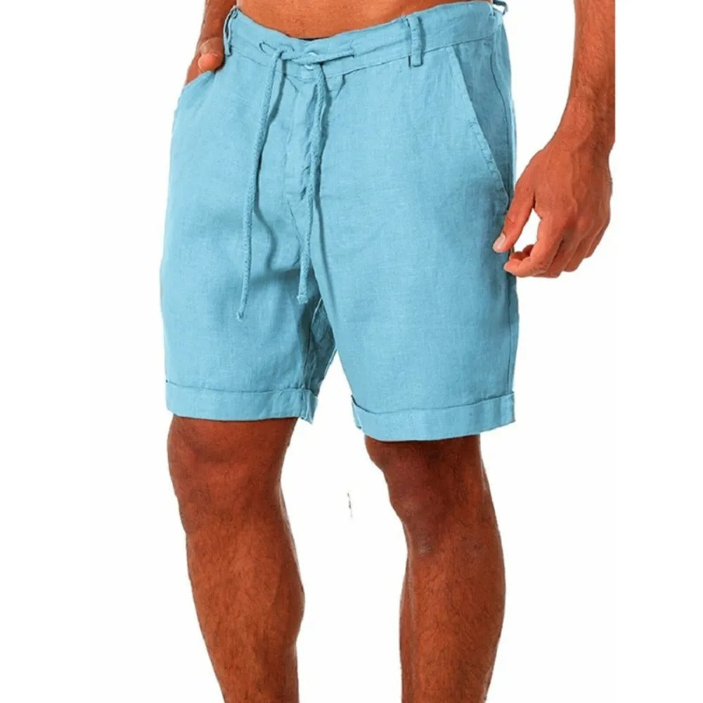 Shorts en coton et lin pour hommes