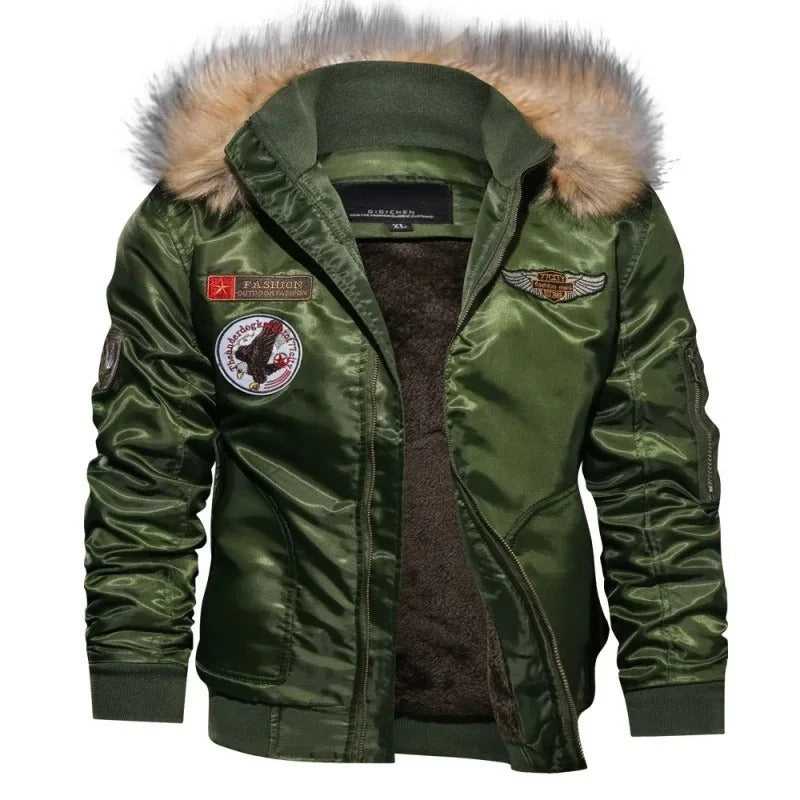 Blouson bombardier en peluche épaisse pour hommes