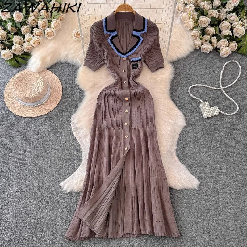 Robe chemise longue en tricot pour femmes