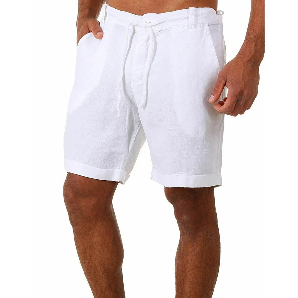 Shorts en coton et lin pour hommes