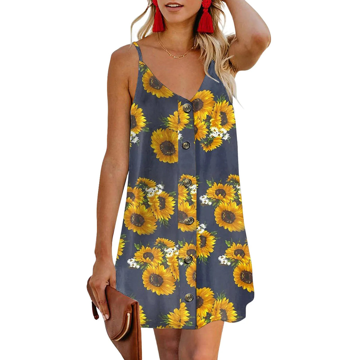 Robe tournesol à col en V