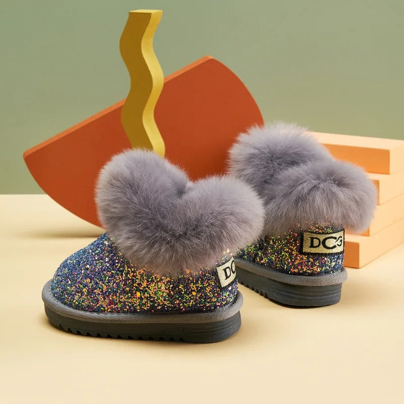 Bottes de neige chaudes en peluche à fond souple pour enfants