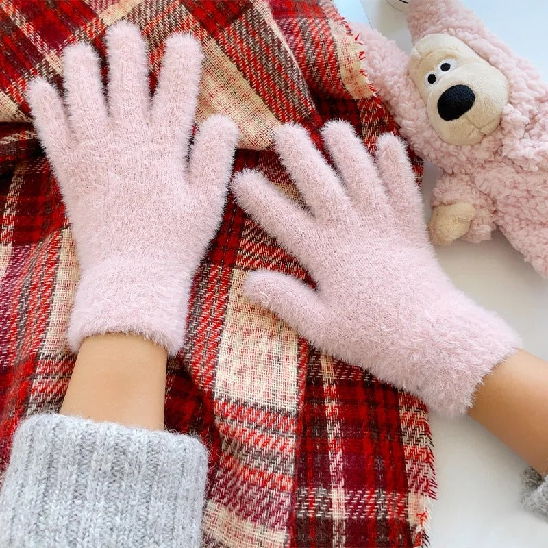 Gants d'hiver en velours de vison