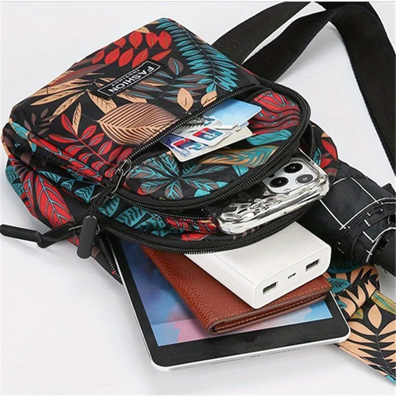 Sac bandoulière imprimé feuilles