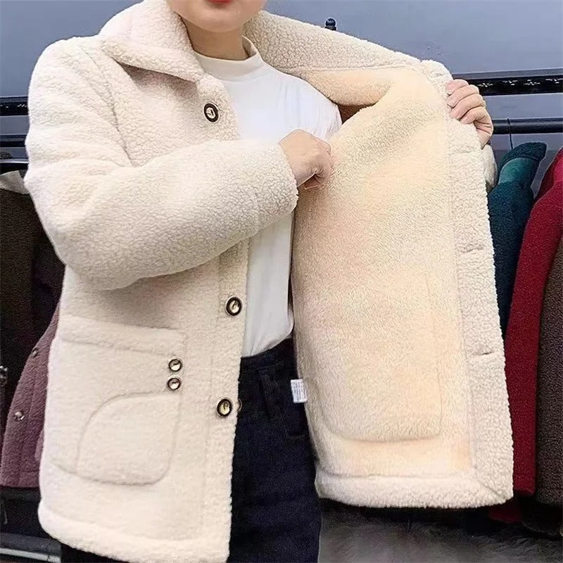 Manteau d'hiver en polaire épaisse pour femmes