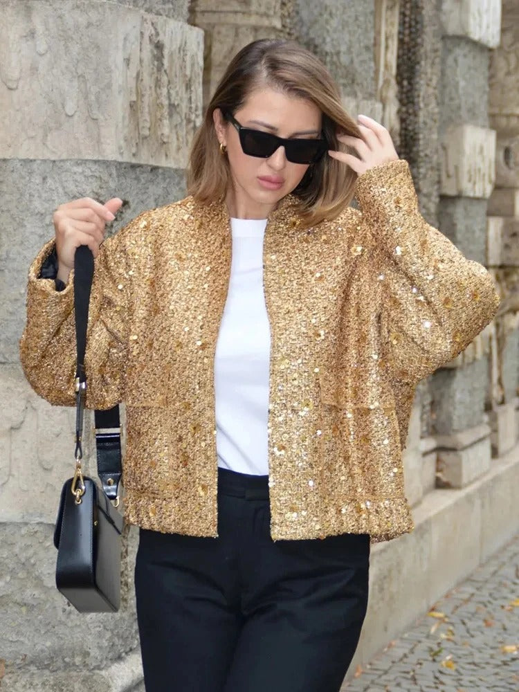 Gold Loose Veste décontractée pour femme