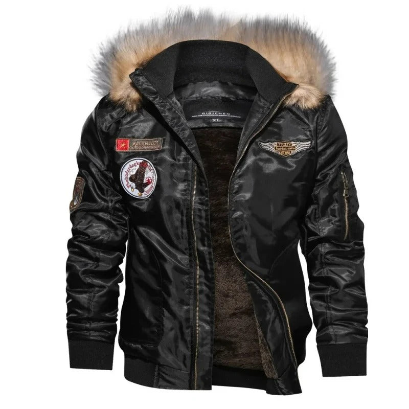 Blouson bombardier en peluche épaisse pour hommes