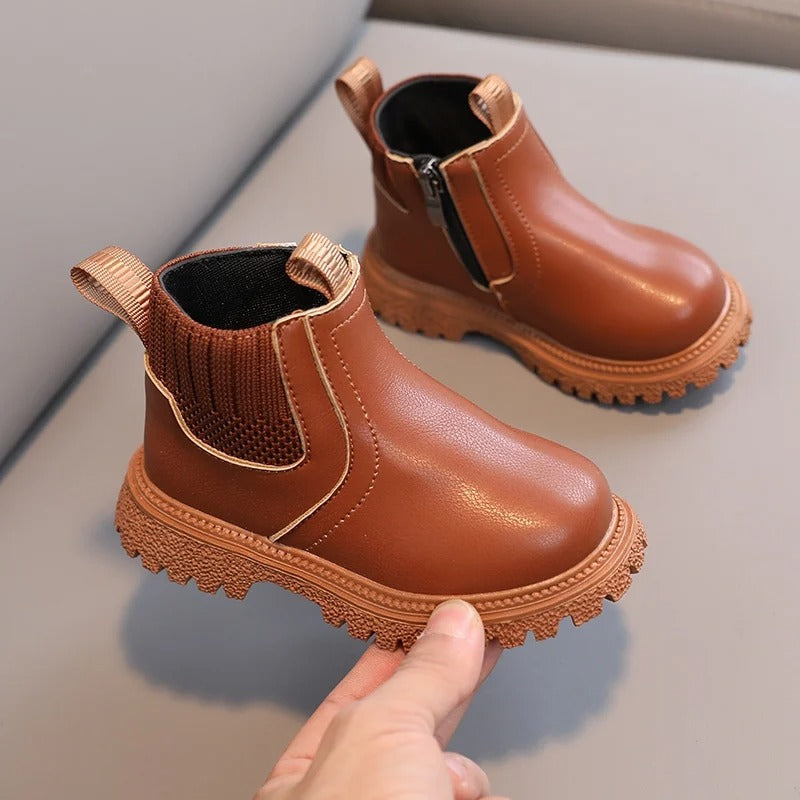 Bottes en cuir à fermeture éclair latérale pour enfants