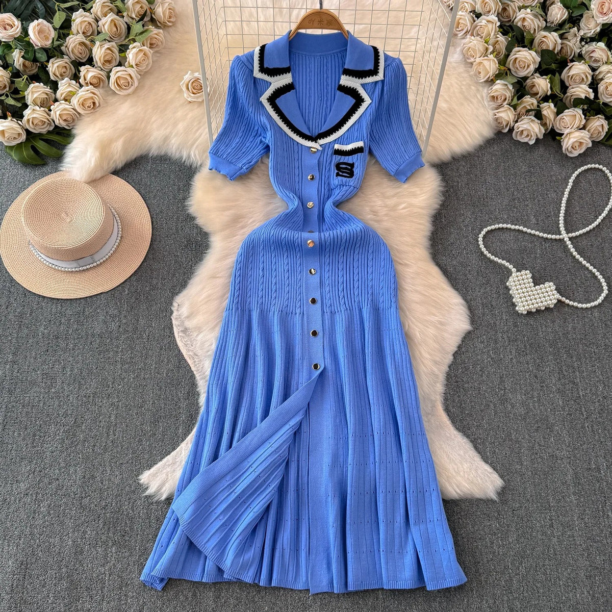 Robe chemise longue en tricot pour femmes