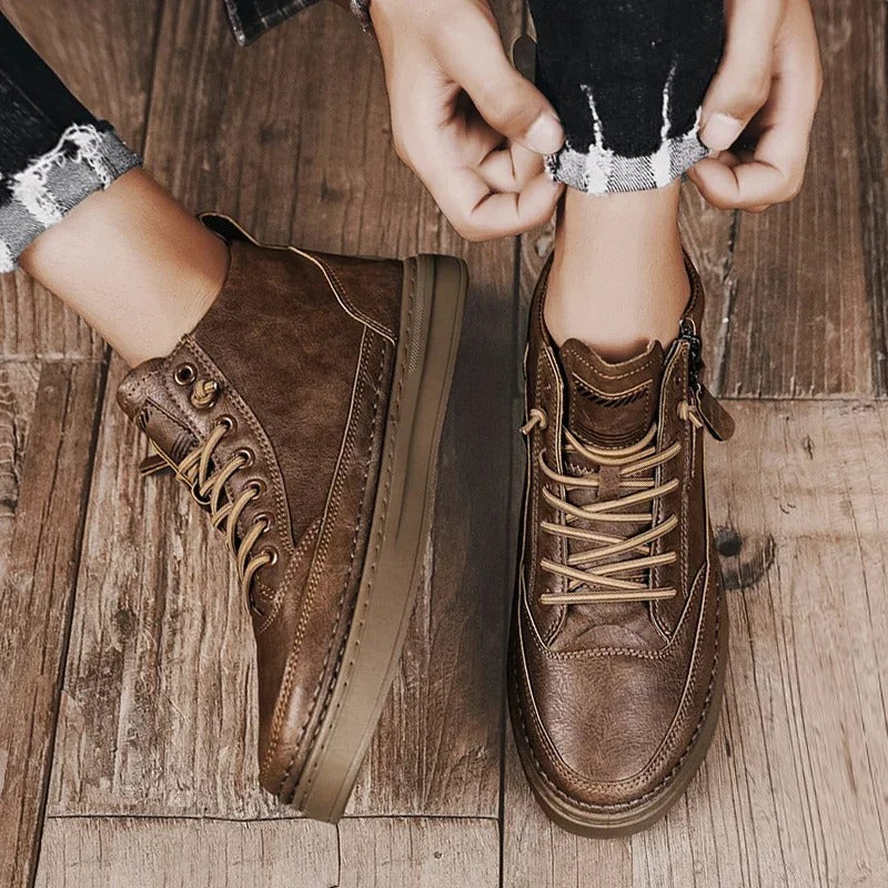 Bottes hautes en cuir pour hommes