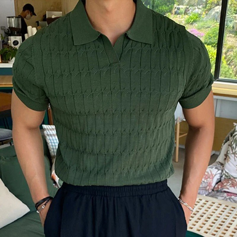 Polo en maille jacquard pour hommes