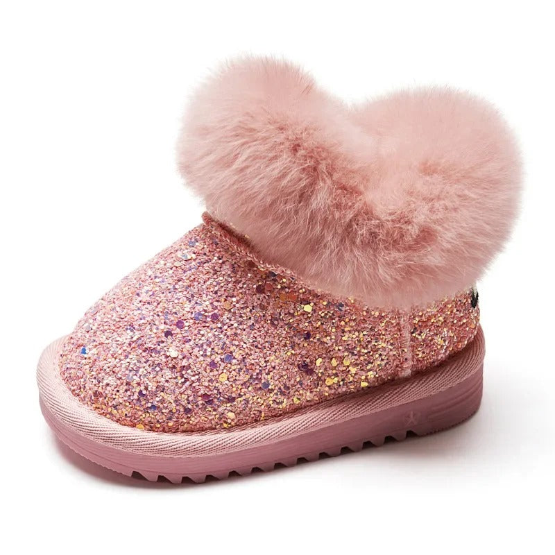 Bottes de neige chaudes en peluche à fond souple pour enfants