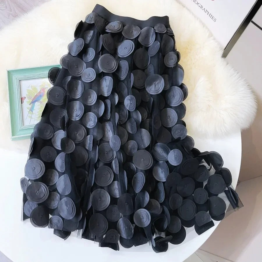 Jupe en maille de tulle à pois 3D pour femmes