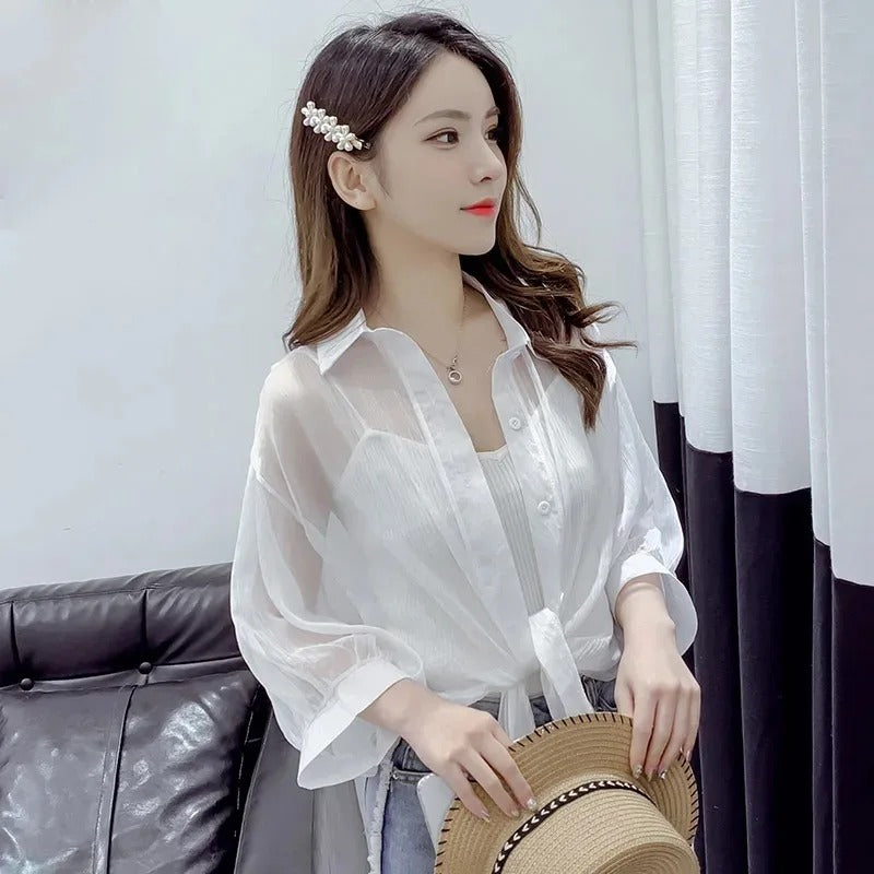 Chemise décontractée en mousseline de soie