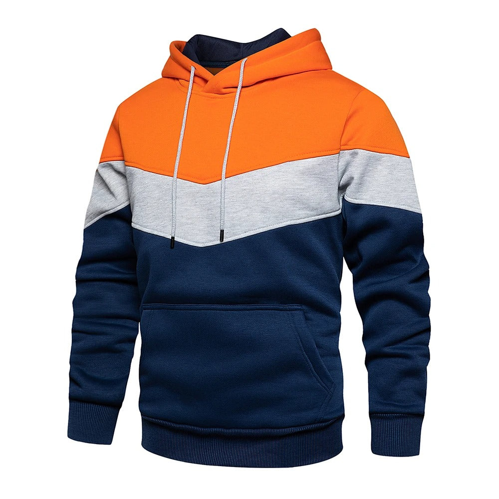 Sweat à capuche en polaire patchwork pour hommes