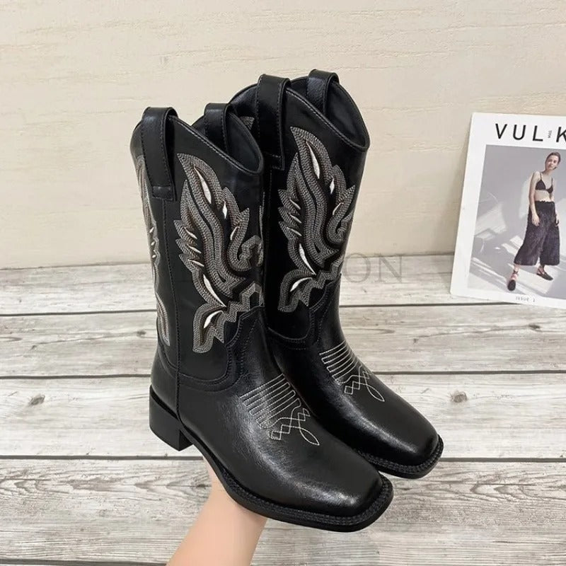 Bottes de cow-boy à broderie vintage pour femmes