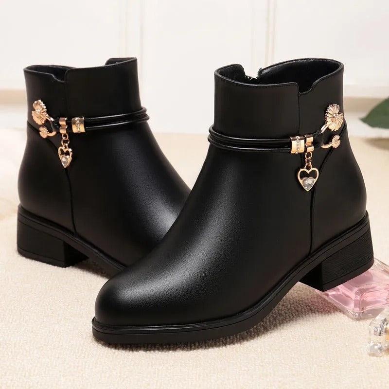 Bottes strass en cuir souple pour femmes