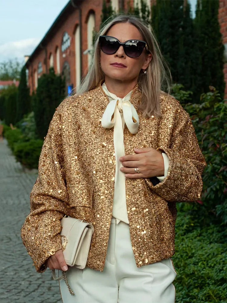 Gold Loose Veste décontractée pour femme