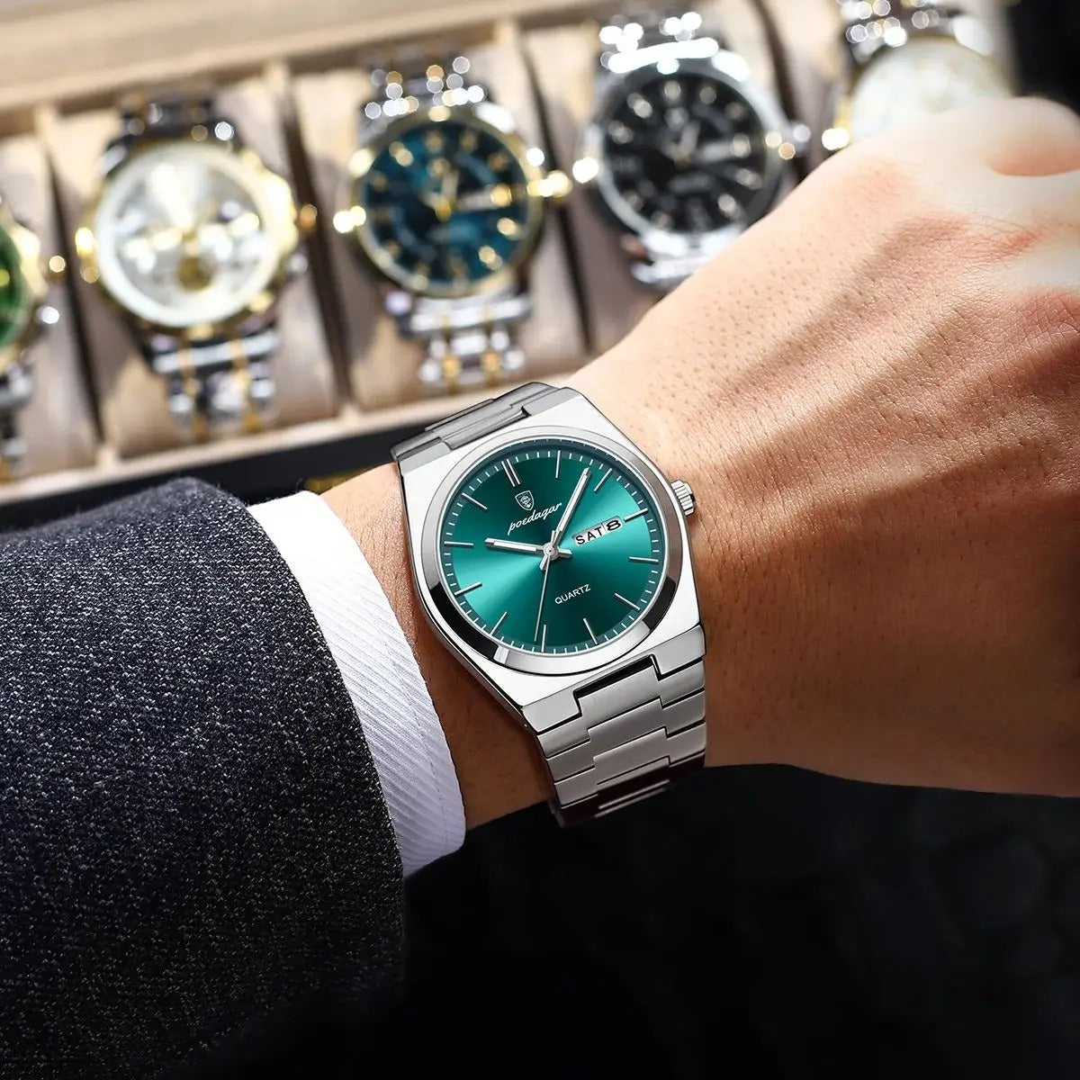 Montre étanche en acier inoxydable pour hommes