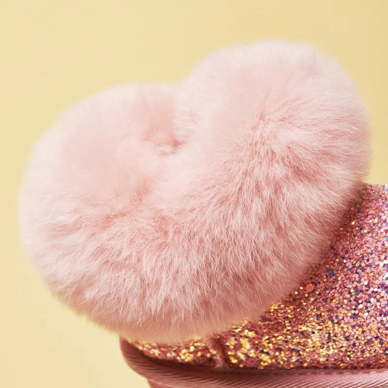 Bottes de neige chaudes en peluche à fond souple pour enfants