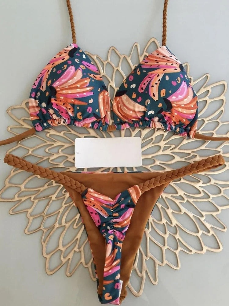 Ensemble de bikinis taille haute pour femmes