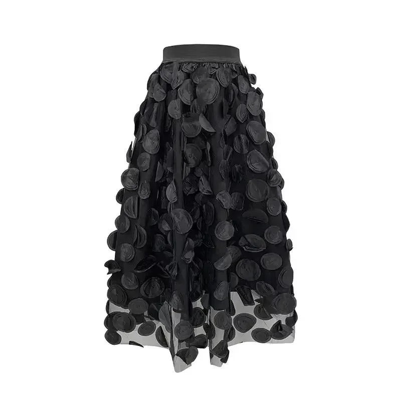 Jupe en maille de tulle à pois 3D pour femmes